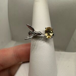 Citrine Hummingbird Copper Expandable Ring
